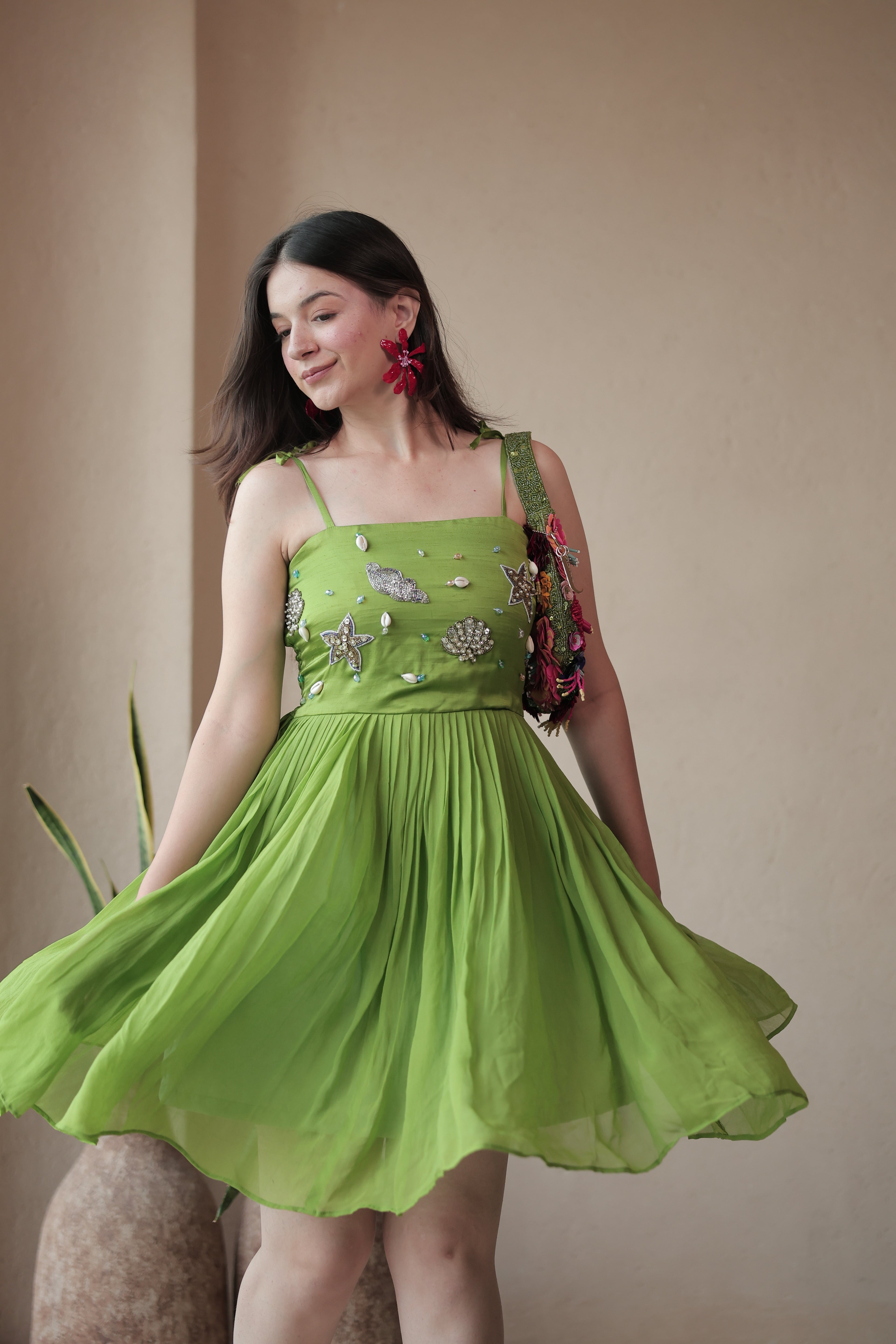 Mermaid Off Duty Dress in Matcha Green