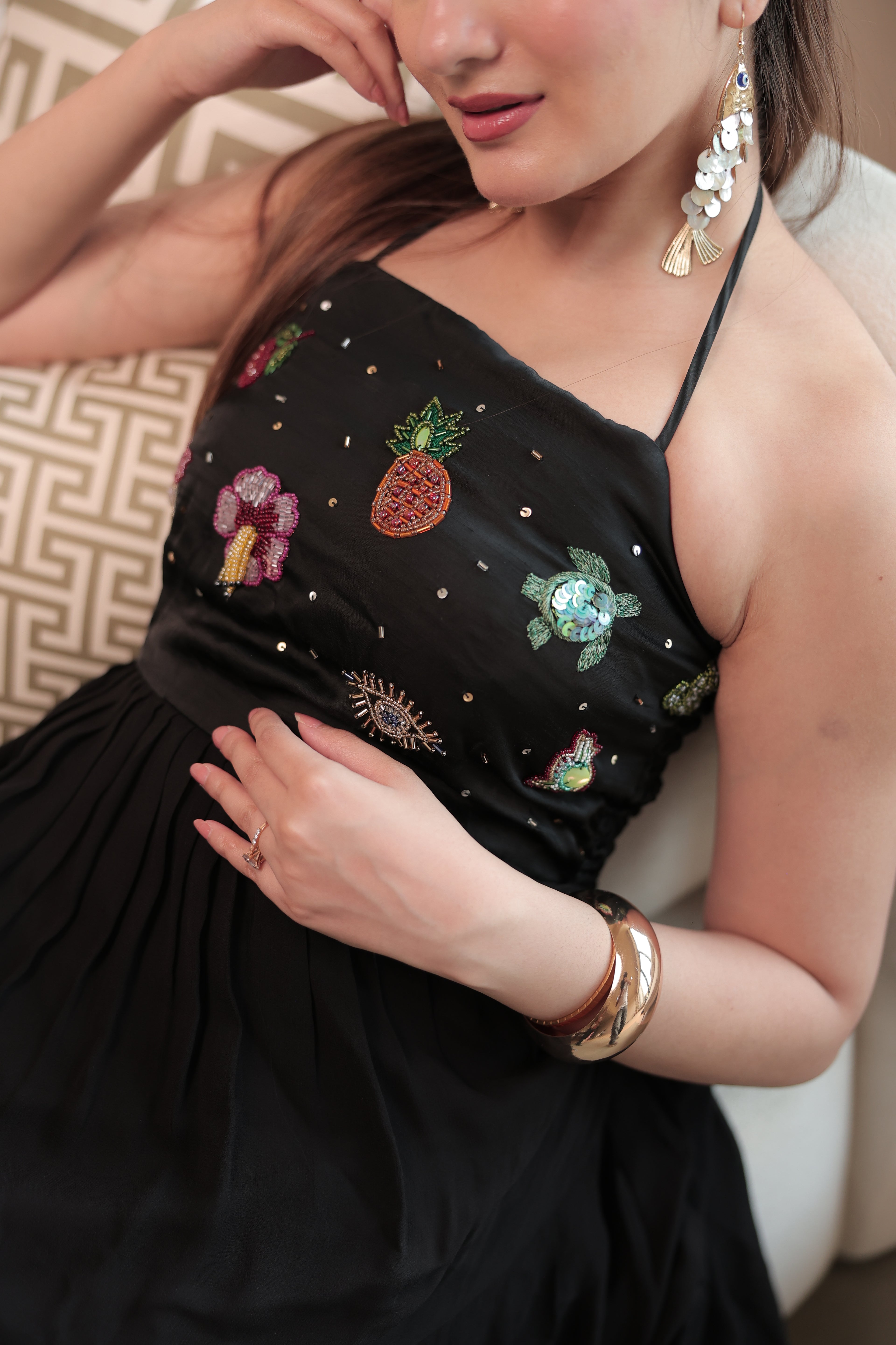 Summer Trinkets Maxi dress in After Dark Black