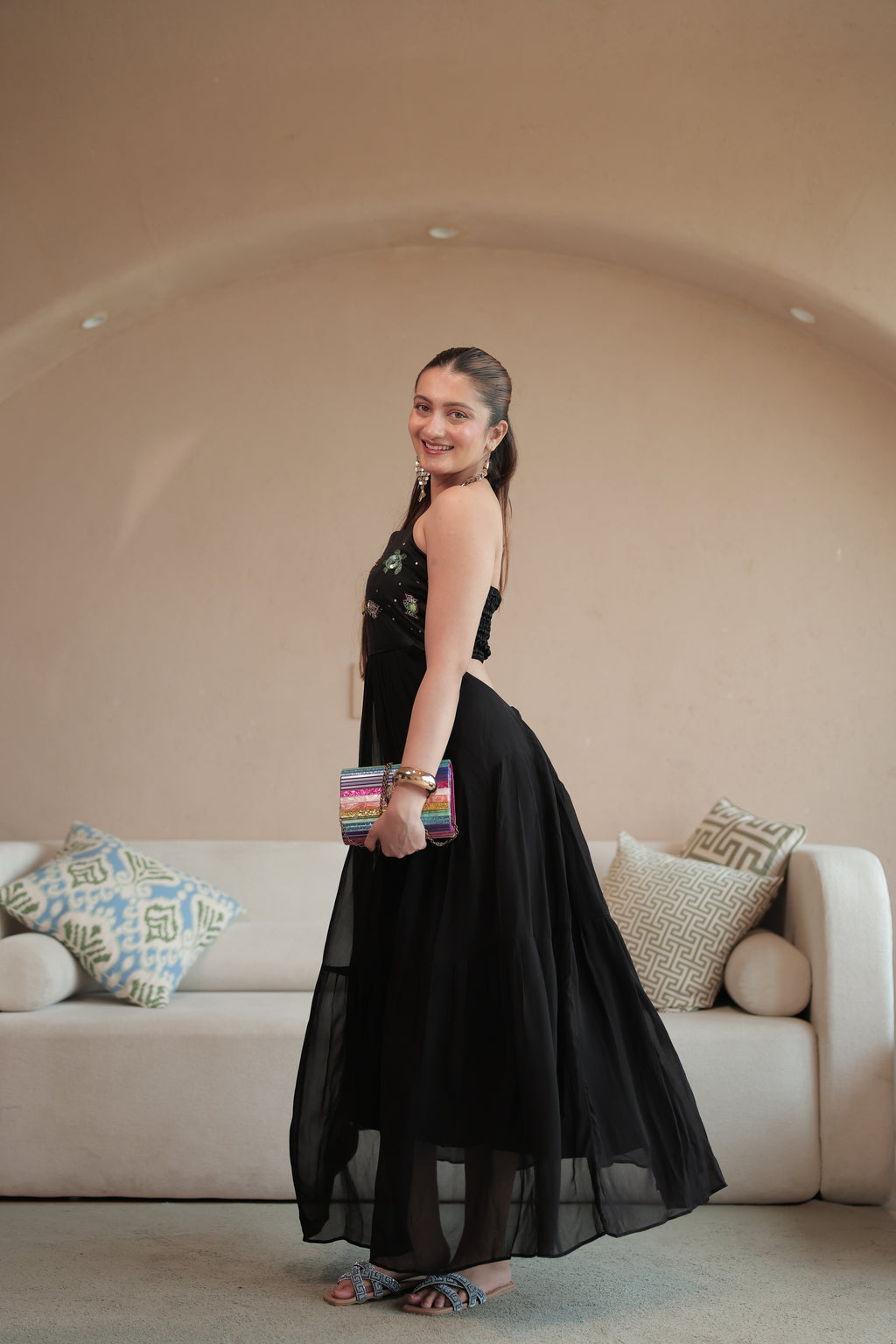 Summer Trinkets Maxi dress in After Dark Black