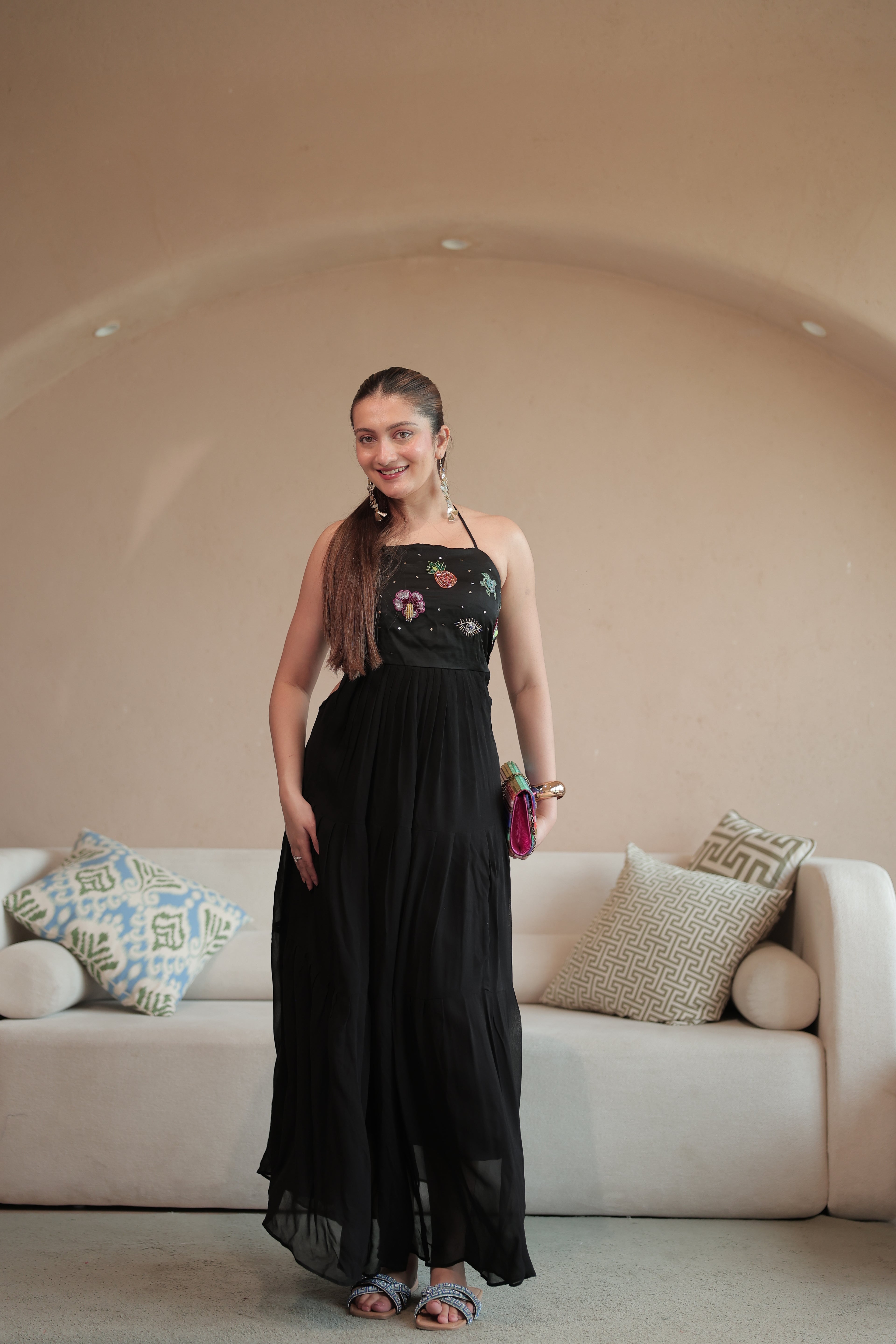 Summer Trinkets Maxi dress in After Dark Black