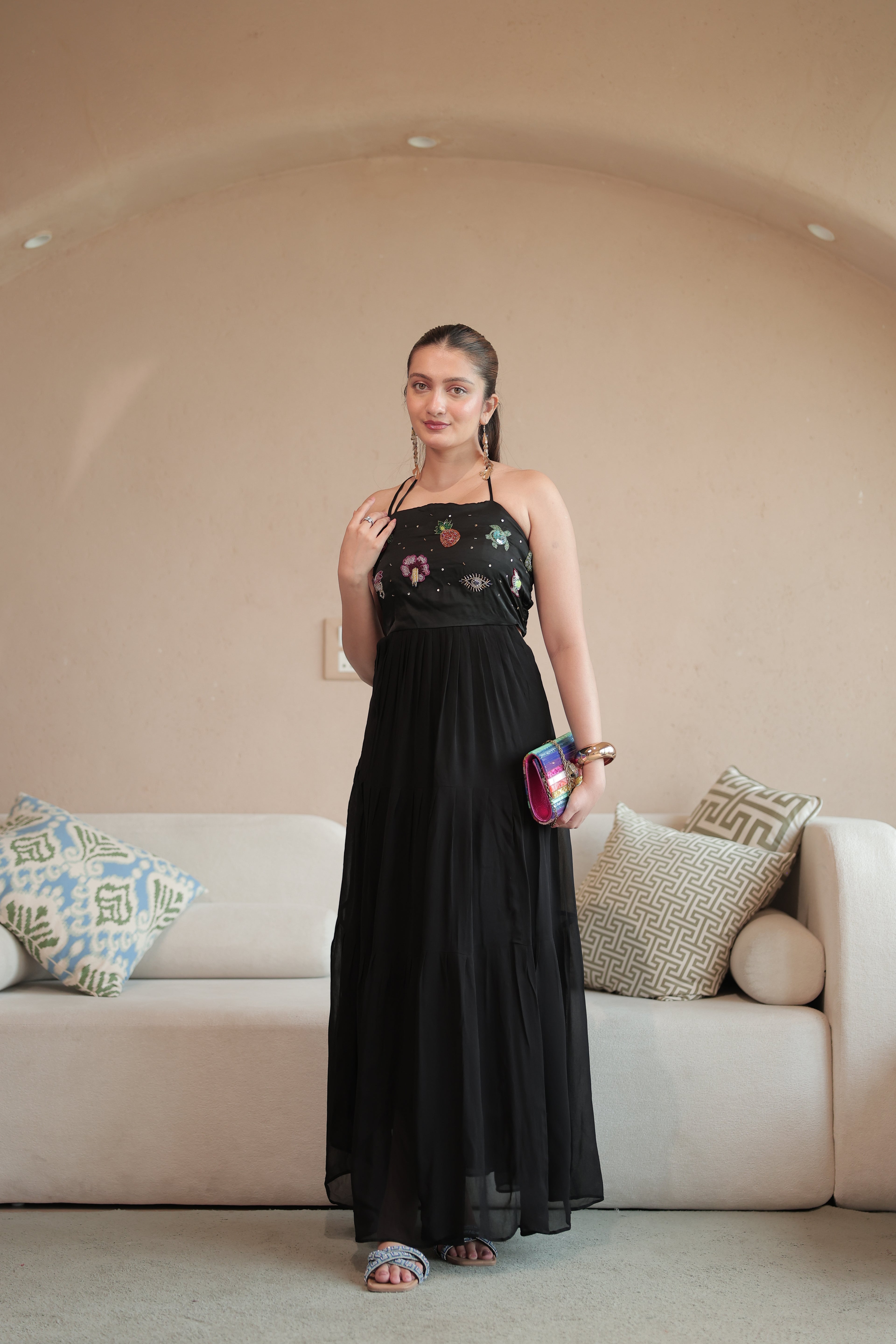 Summer Trinkets Maxi dress in After Dark Black
