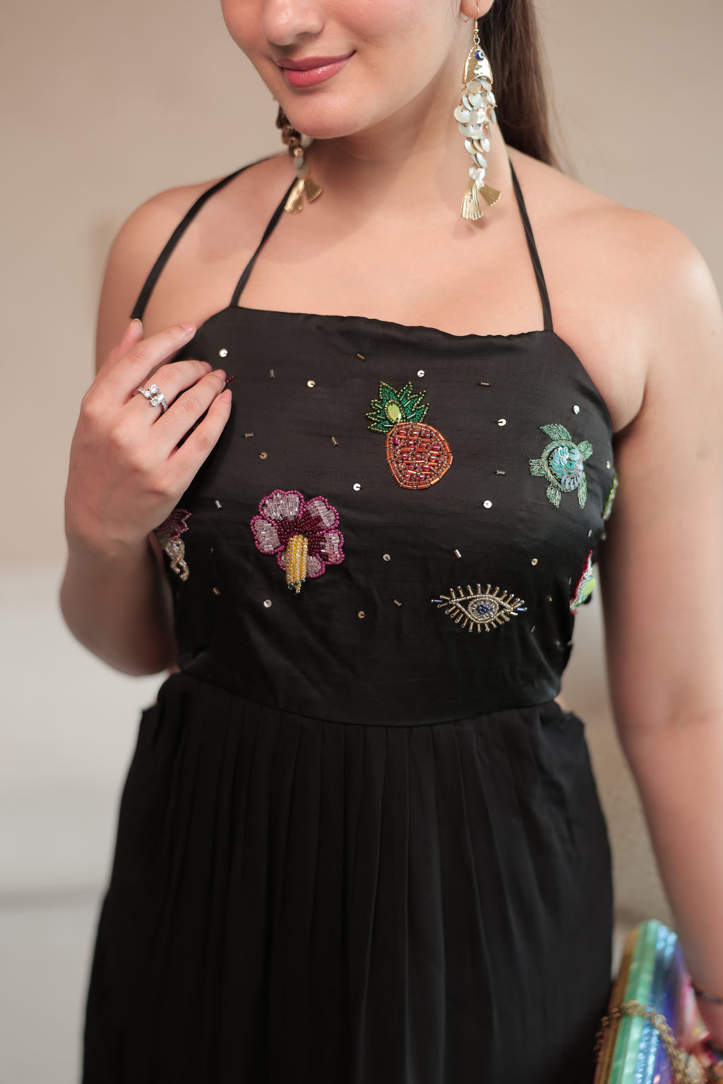 Summer Trinkets Maxi dress in After Dark Black