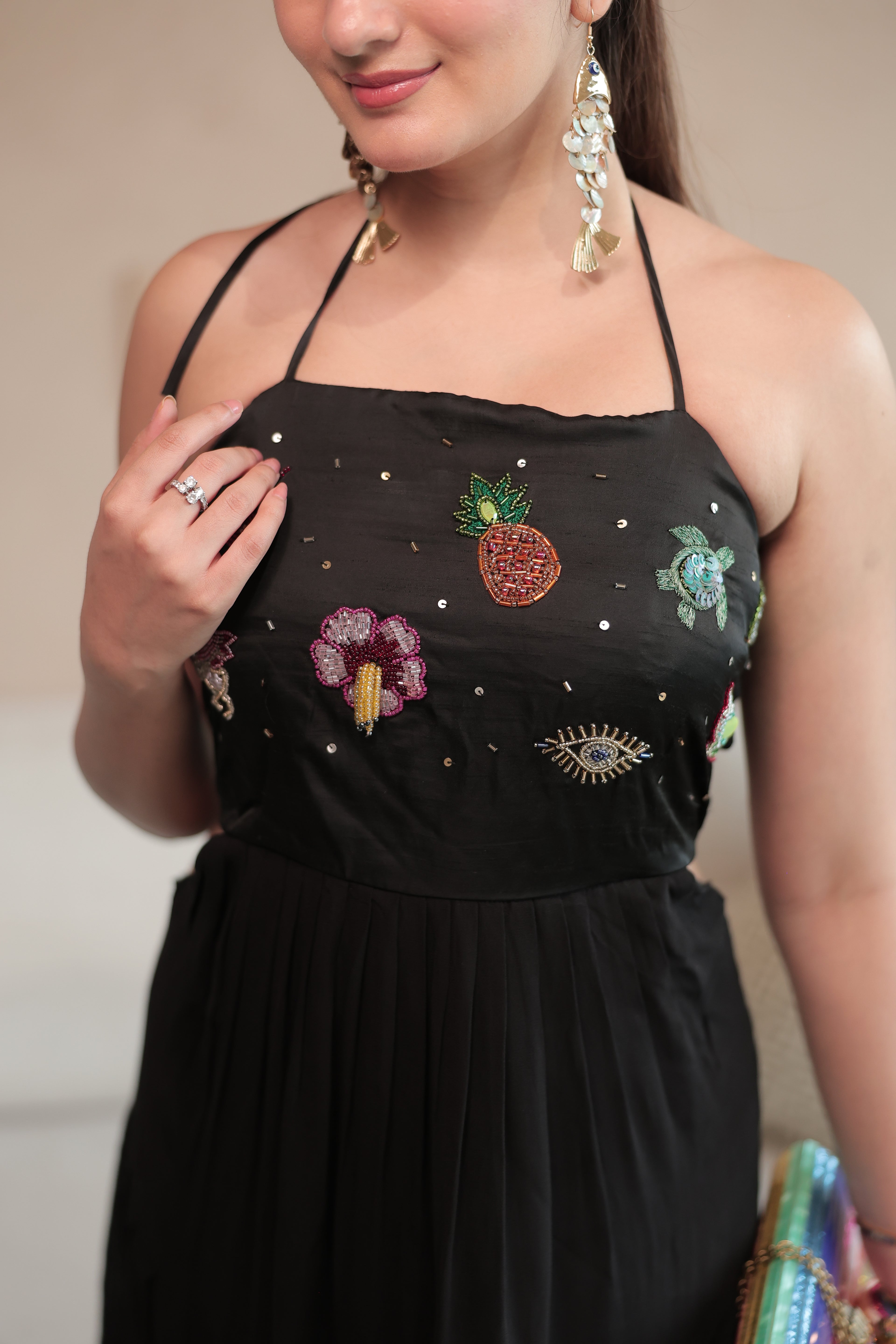 Summer Trinkets Maxi dress in After Dark Black