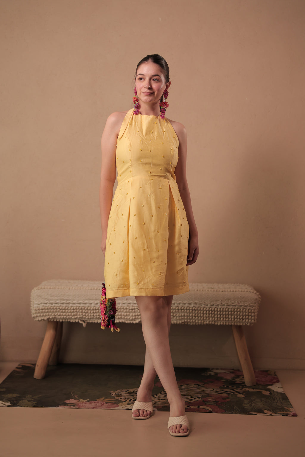 Sunset Halter Dress in Limoncello Yellow