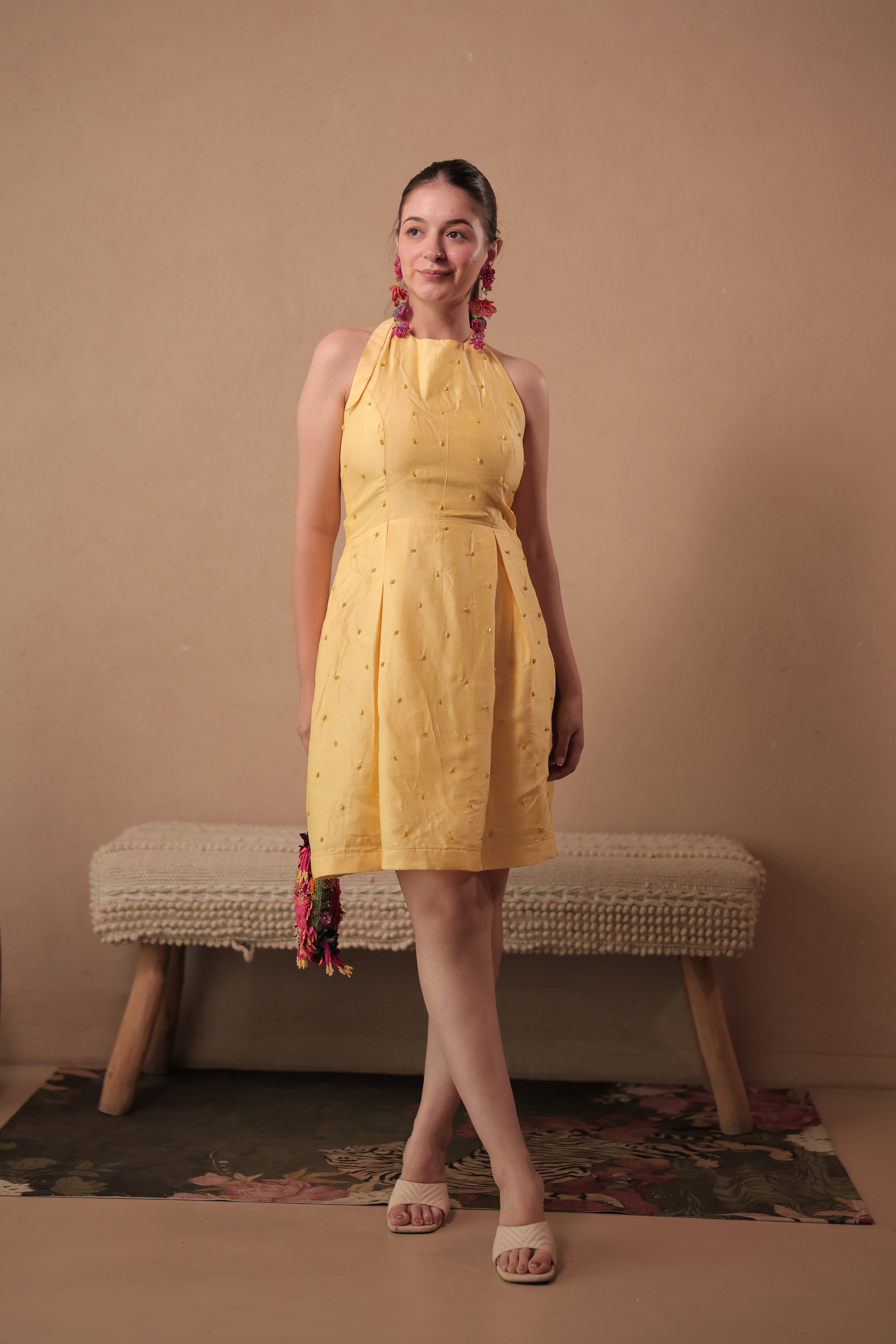 Sunset Halter Dress in Limoncello Yellow