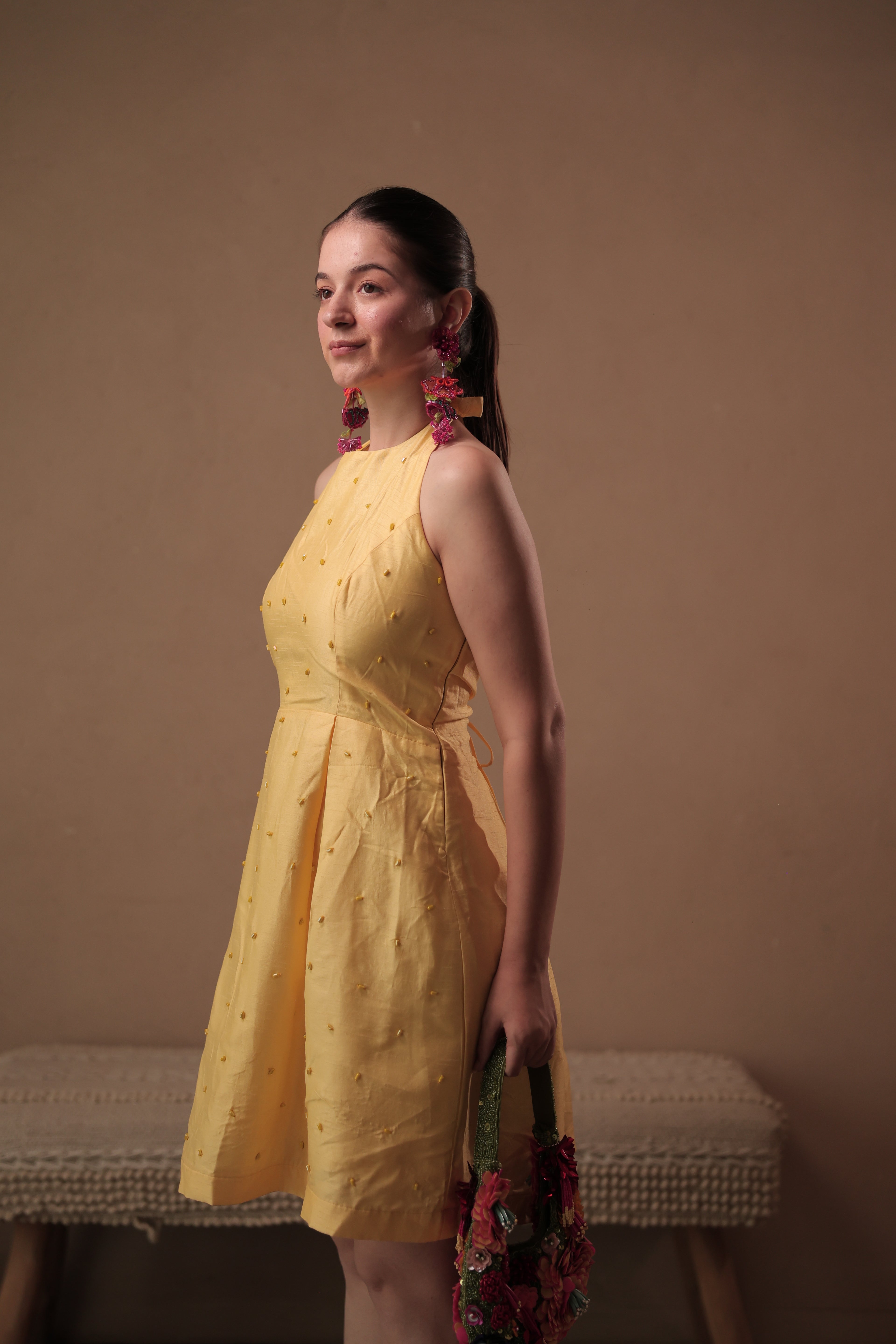 Sunset Halter Dress in Limoncello Yellow