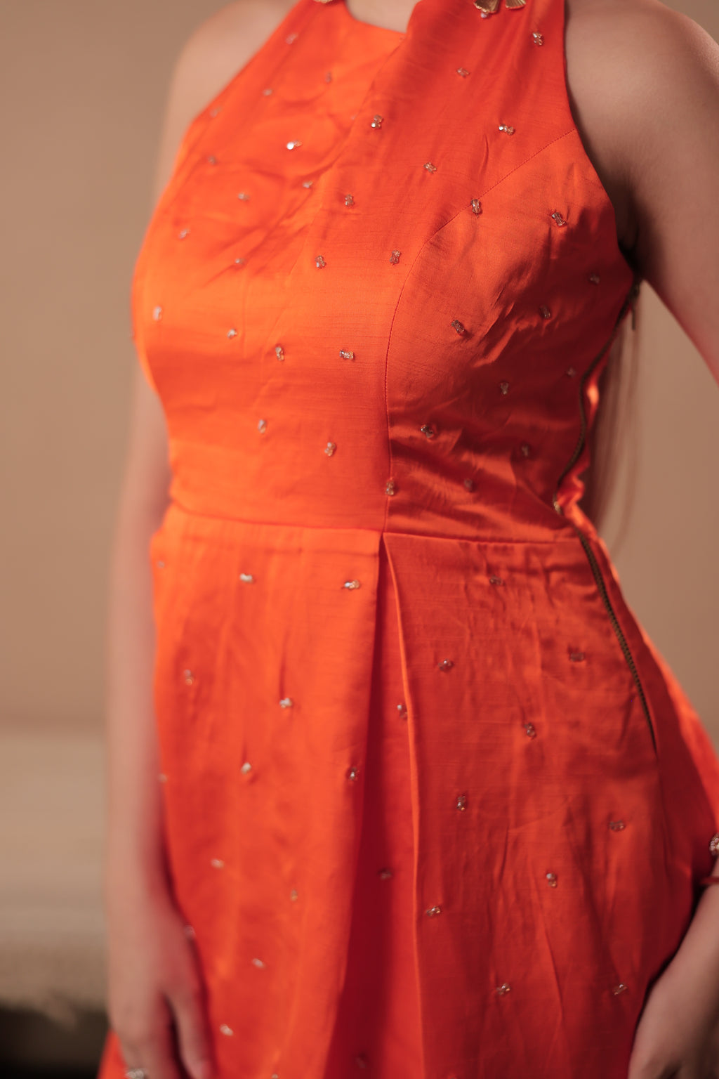 Sunset Halter Dress in Marmalade Orange